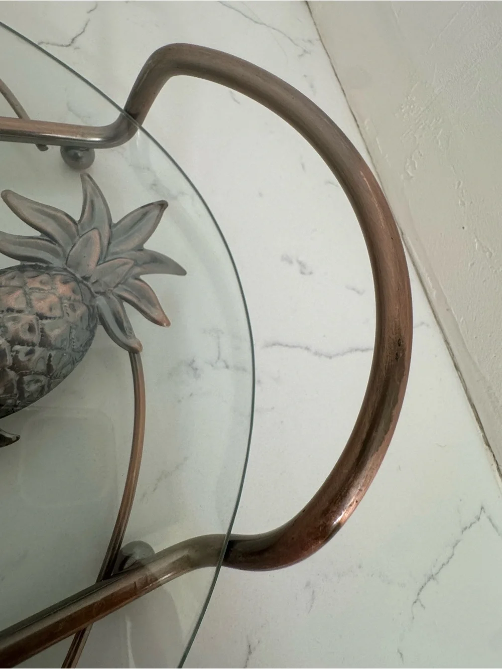 Home Essentials Bronze-Tone Pineapple Glass Serving Tray